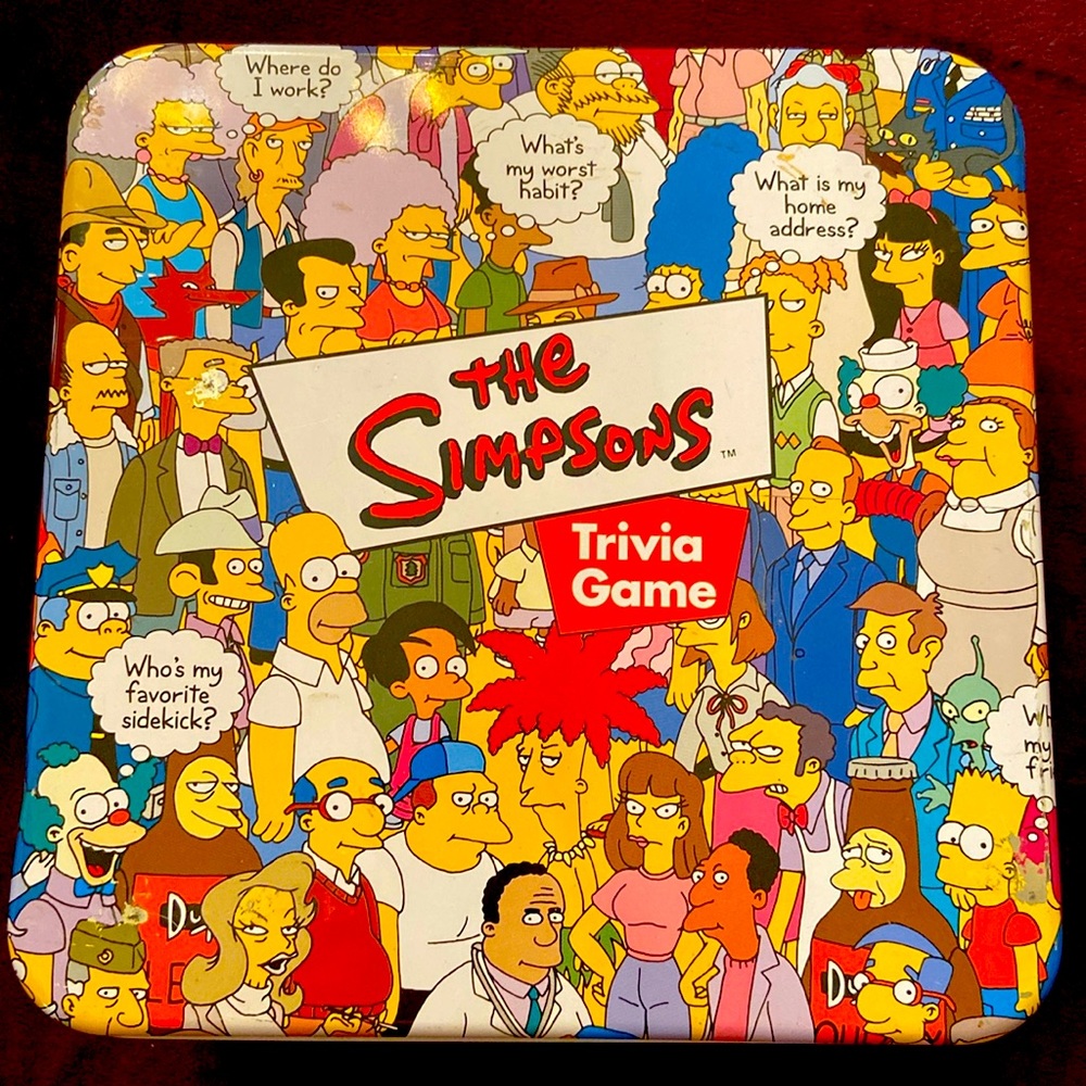 The Simpsons Metal Collectable Tin Trivia Game Vintage 2000